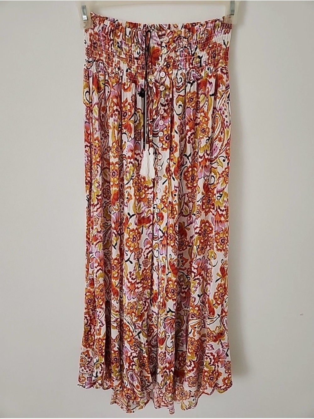 Nicole Miller Floral Boho Maxi Skirt in Pink and Orange XL